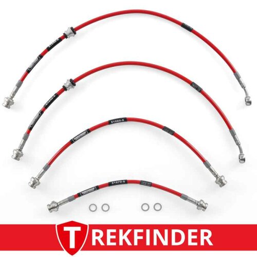 Stahlflexbremsleitungssatz TREKFINDER für SUZUKI Jimny II ca. + 5 cm INKLUSIVE TÜV® Teilegutachten - Typ GJ & HJ ab 10/2018