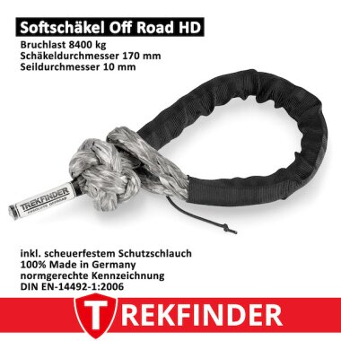 Softschäkel Off-Road Schäkel / grau TREKFINDER - Systembruchlast: 8.400 kg - Ø: 10 mm - inkl. Prüfbuch -  Made in Germany