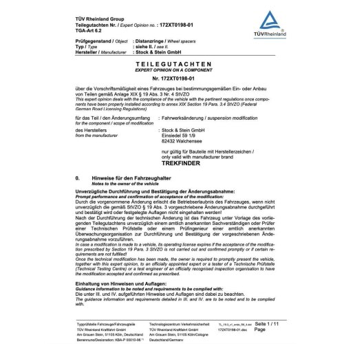 Teilegutachten Spurverbreiterung 46515113 / B3131-23