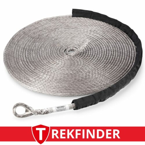 Kunststoffwindenseil TREKFINDER aus DYNEEMA® grau - Ø: 12 mm / Länge: 38 m / Systembruchlast: 13 t  - Made in Germany