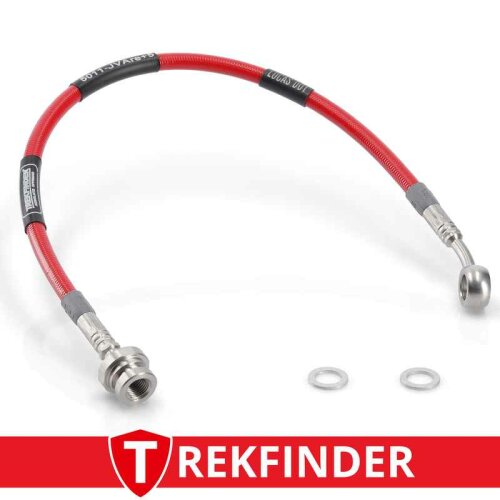 Stahlflexbremsschlauch TREKFINDER für SUZUKI Jimny I Vorderachse rechts verlängert +50 mm Kennzeichnung 5011-JVAre+5