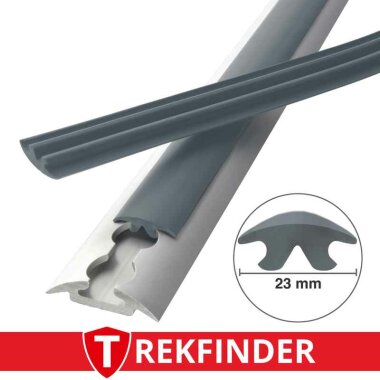 Abdeckprofil für Airlineschiene TREKFINDER / 23 mm breit / eisengrau - RAL 7011 / glatte Oberfläche / 100 cm lang / Längenänderung (bis 25m) in 1m Schritten möglich über die Erhöhung der Anzahl der Artikelpositionen im Warenkorb