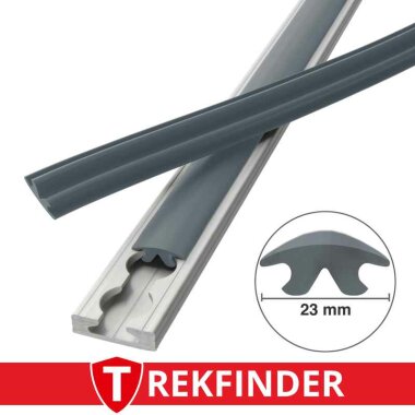 Abdeckprofil für Airlineschiene TREKFINDER / 23 mm breit / eisengrau - RAL 7011 / glatte Oberfläche / 100 cm lang / Längenänderung (bis 25m) in 1m Schritten möglich über die Erhöhung der Anzahl der Artikelpositionen im Warenkorb