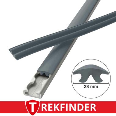 Abdeckprofil für Airlineschiene TREKFINDER / 23 mm breit / eisengrau - RAL 7011 / glatte Oberfläche / 100 cm lang / Längenänderung (bis 25m) in 1m Schritten möglich über die Erhöhung der Anzahl der Artikelpositionen im Warenkorb