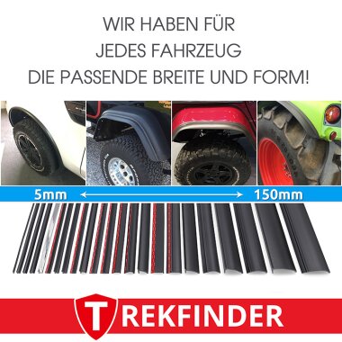 Kotflügelverbreiterung universal 110 mm breit inkl. TÜV® von TREKFINDER | Modellreihe: Augsburg | 300 cm (1 Stück 300 cm) | aus Gummi