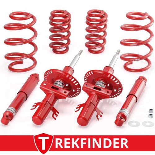 Höherlegungsfahrwerk TREKFINDER für VW Bus T6 Transporter mit 2WD ca. +30 mm - verstärkt - für Fahrzeuge mit mittlere bis hohe Zuladung