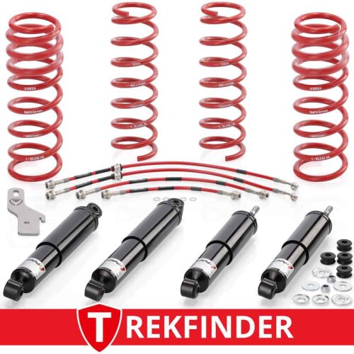 Höherlegungsfahrwerk TREKFINDER für SUZUKI Jimny II XL JC 74 / +40 mm / härteverstellbar / Eintragung nach §21 / keine ABE / kein TÜV Teilegutachten / keine TTG